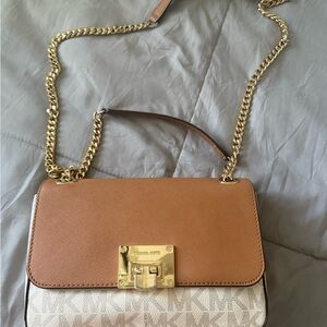 Michael Kors Brown and Cream Crossbody Bag